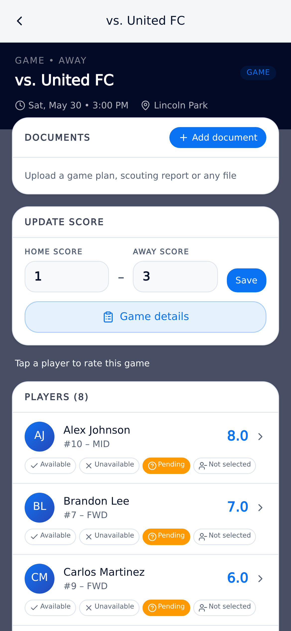 Update game details